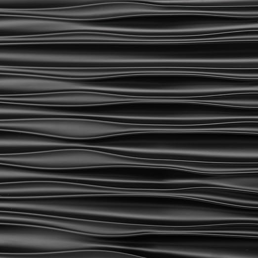 Art3d 46.2 SF Large 3D Wall Panels for Interior Décor, PVC Textured Wavy Wall Panels for Living Room, Bedroom and Office, Pack of 6 (47.2"×23.6"), Black