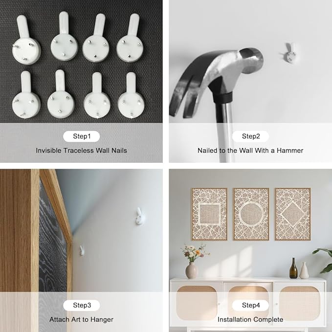 Aryroi Large Boho Neutral Geometric Framed Canvas Wall Art,Modern Circle Square and Rhombus Wall Decor,Minimalist Shapes Artwork,Abstract Mid Century Art Print For Living Room,Bedroom,Office-24"x36"x3