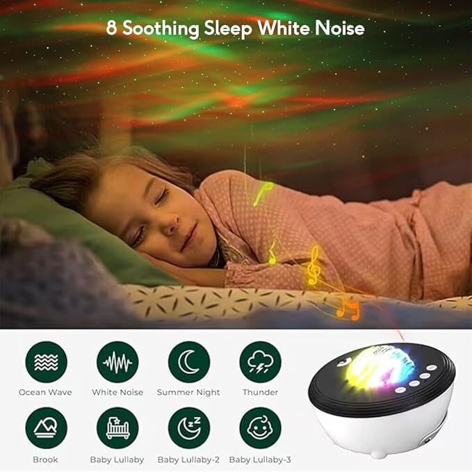 Northern Lights Projector with 33 Effects, Bluetooth Speaker, White Noise, Star Projector for Bedroom, Ceiling Aurora Light Projector with Remote, Timer for Kids Adults