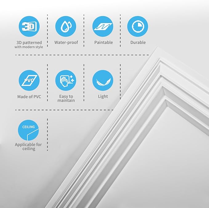 Art3d 24-Pack Drop Relief Ceiling Tiles for Home, Office & Commercial Space, 24 x 24in PVC Waterproof 3D Wall Panels Cover 96 Sq. Ft, White