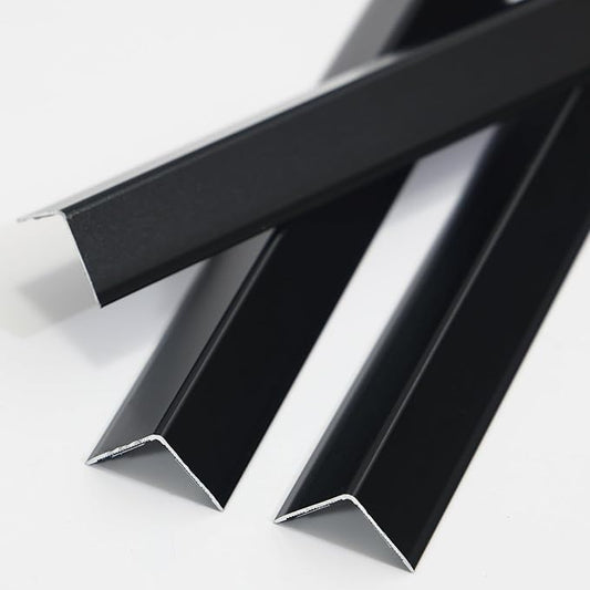 Aluminum Corner Guards, Peel and Stick L-Shaped Molding Trim for Wall Table Door Frame Protection and Decoration (Matte Black, 3Pcs x 2.9ft x 0.8in)