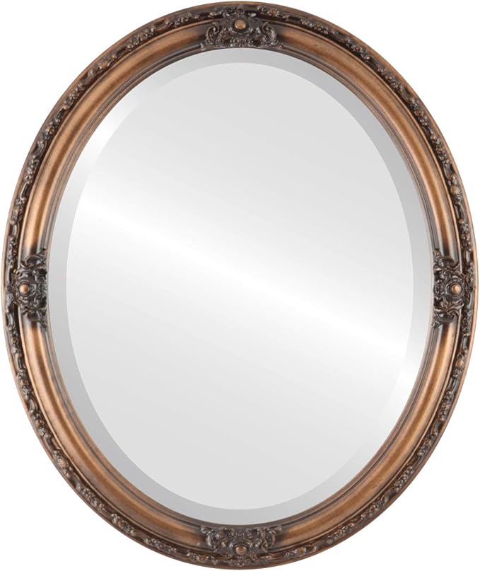 OVALCREST Oval Beveled Wall Mirror for Home Decor - Jefferson Style - Sunset Gold - 26x38 Outside Dimensions