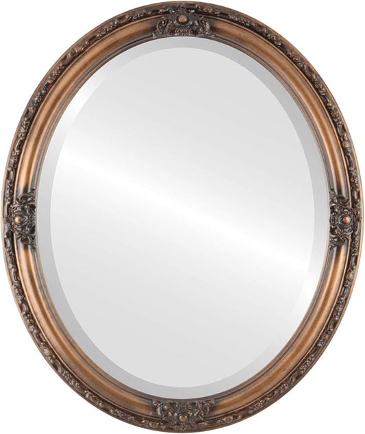 OVALCREST Oval Beveled Wall Mirror for Home Decor - Jefferson Style - Sunset Gold - 20x26 Outside Dimensions