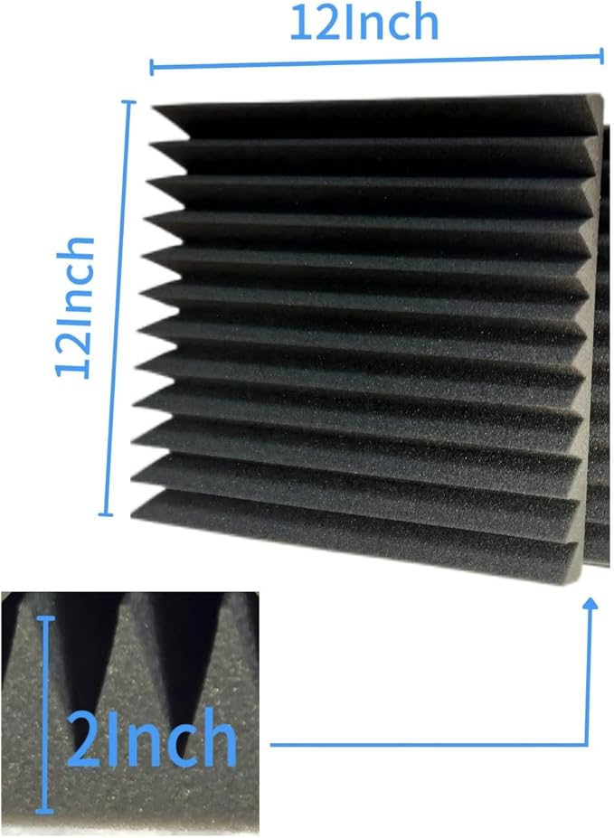24 Pack, 12 x 12 x 2 inches, Acoustic panels, wall panels, sound panels, Used for soundproofing, Soundproof foam panels for walls(12 black+12 purple)