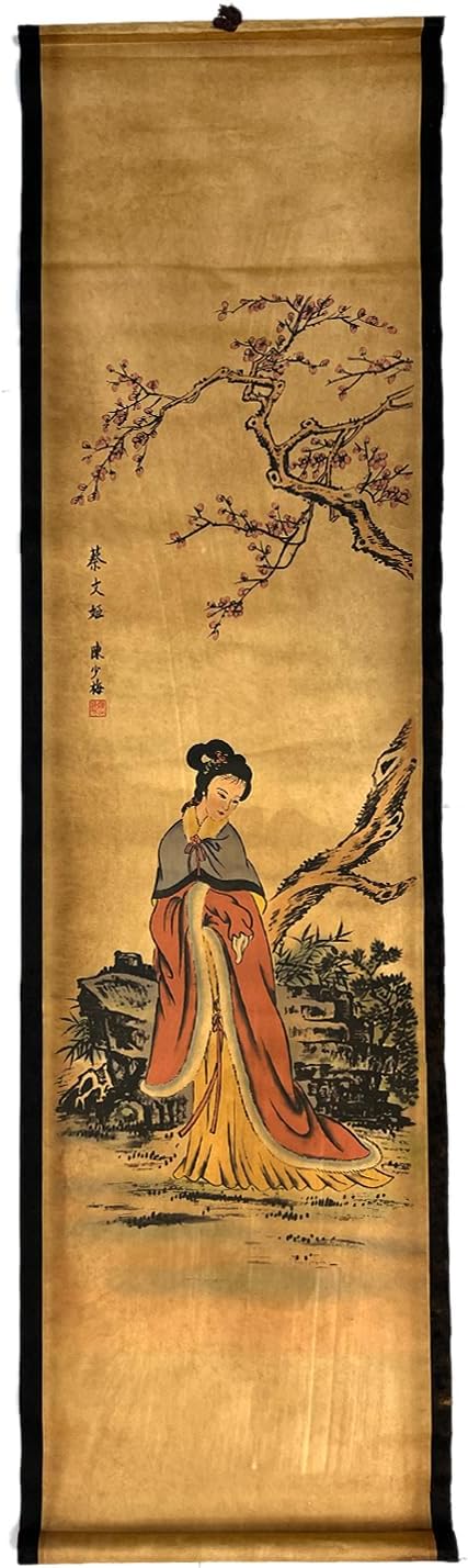 Wall Asia Traditional Art Prints Posters Painting Oriental,4 Panels Super Large Home Walls Decor Home Office Decoration (Super Old Aging Paper, c four beauty)