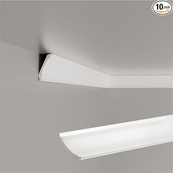 10-Pack Crown Molding Polystyrene Decorative Ceiling Crowning Molding Trim for Home Decor, 40Ft in Total Length