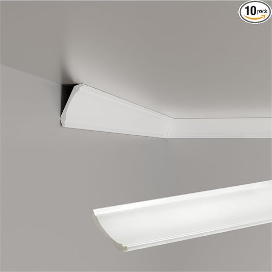 10-Pack Crown Molding Polystyrene Decorative Ceiling Crowning Molding Trim for Home Decor, 40Ft in Total Length