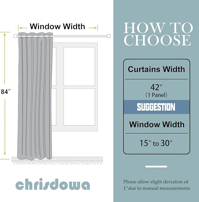 ChrisDowa Grommet Blackout Curtains for Bedroom - Thermal Insulated Room Darkening Curtains for Living Room (1 Panel Set, Greyish White, 42W x 84L)