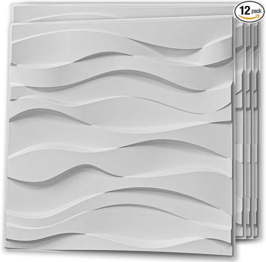 Art3d Decorative 3D Wall Panel, 32 Sq.FT PVC Interior Wall Decor for Living Room, Bedroom, Lobby, Office, Shopping Mall, White