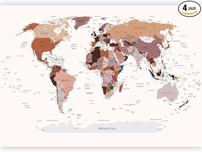 artgeist Premium Wall Mural World Map 79x55 in - XXL Non-Woven Wallpaper Fleece Wall Decor Photo Print Picture Image Design Home Map of The World k-B-0001-a-d