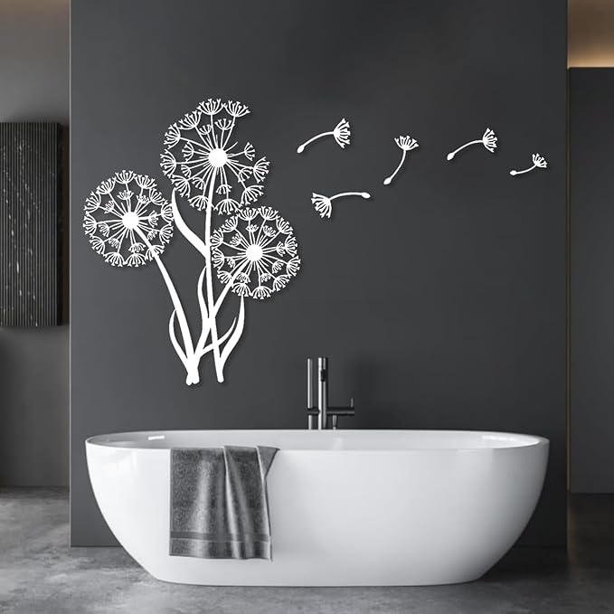 Metal Dandelion Wall Art, Minimalist Modern Abstract Wall Sculpture, Home Decor for Living Room, Bedroom, Bathroom, Kitchen (19'x14'|47x36cm, Black)