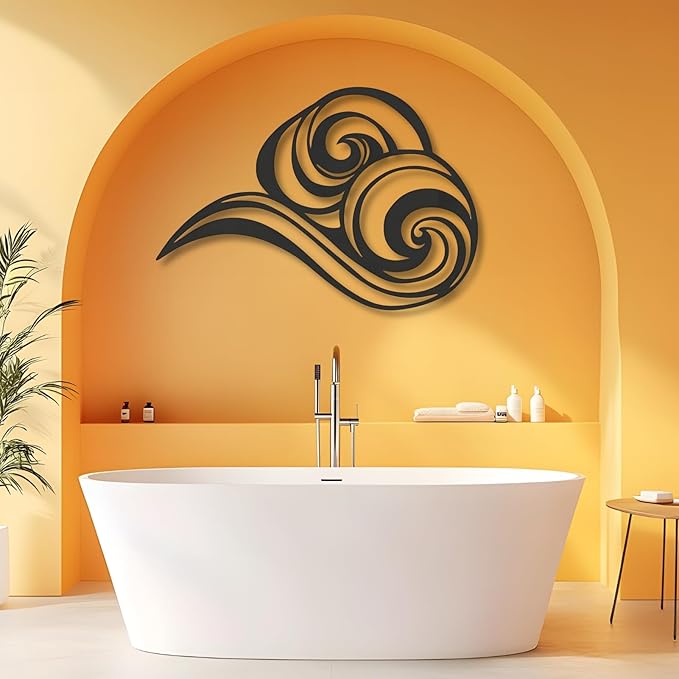 Abstract Ocean Wave Metal Wall Sculpture,Coastal Art for Coastal Spaces, Porch & Beach House Decor,Metal Wave Sculpture,Coastal Wall Art for Nautical Interiors (47" x 34" | 120 x 86cm)