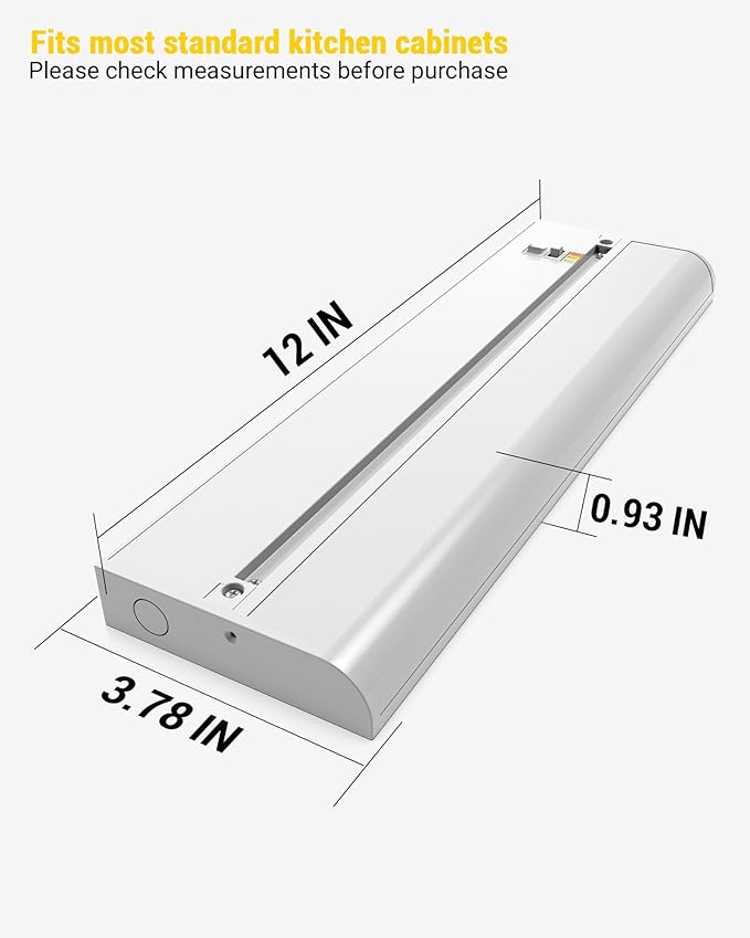 12 Inch LED Under Cabinet Lighting, Hardwired & Plug in, Linkable, Dimmable, 3CCT Selectable Kitchen Cabinet Light, CRI93