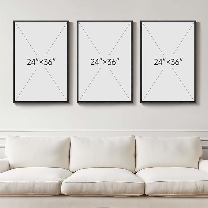 Large 3D Textured Framed Abstract Wall Art for Living Room, 3 Piece Modern Black and White Artwork for Walls, Minimalist Wall Paintings for Hallway, Stair, Office Wall Decor, 24x36 Inches