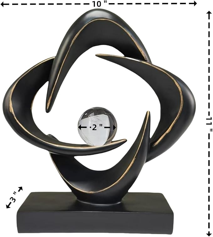 Abstract Sculpture Art Home Decor Accents Modern Decorative Objects for Living Room Shelf Coffee Table TV Stand Cabinet Office Decor Accents (Black)
