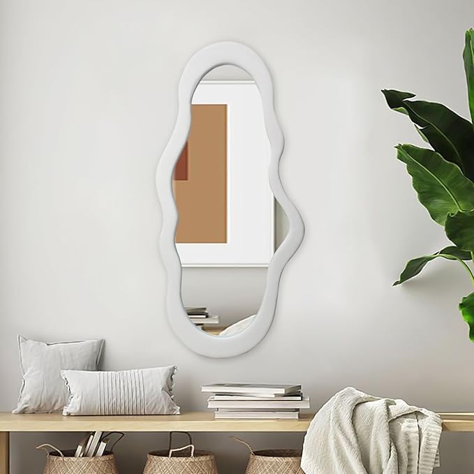 BST FURNH Small Cloud Mirror - Unique 44x21 Inch Full Length Wall Mounted Tall Mirror for Bedroom, Bathroom, Living Room