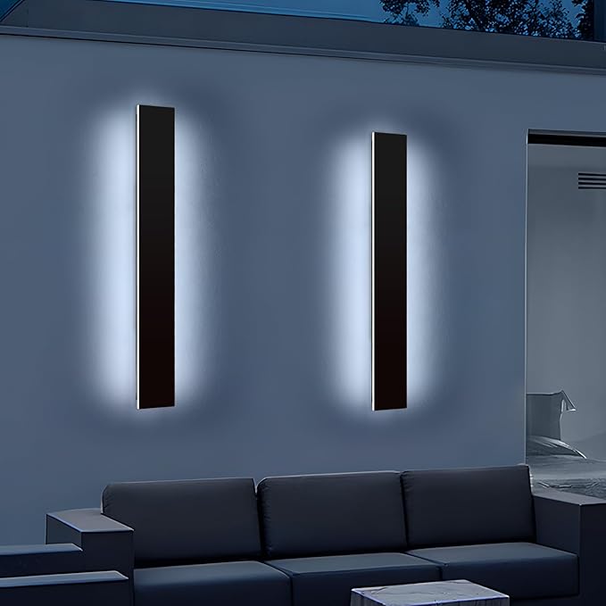 Mikeru Upgraded 2 Pack 39.3" Long & 4.3" Wide LED Wall Sconce, 10%-100% Dimming + 3000K-6000K Adjustable, IP65 Waterproof Outdoor Light Fixtures Cover US Junction Box for Porch, Garage, Basement