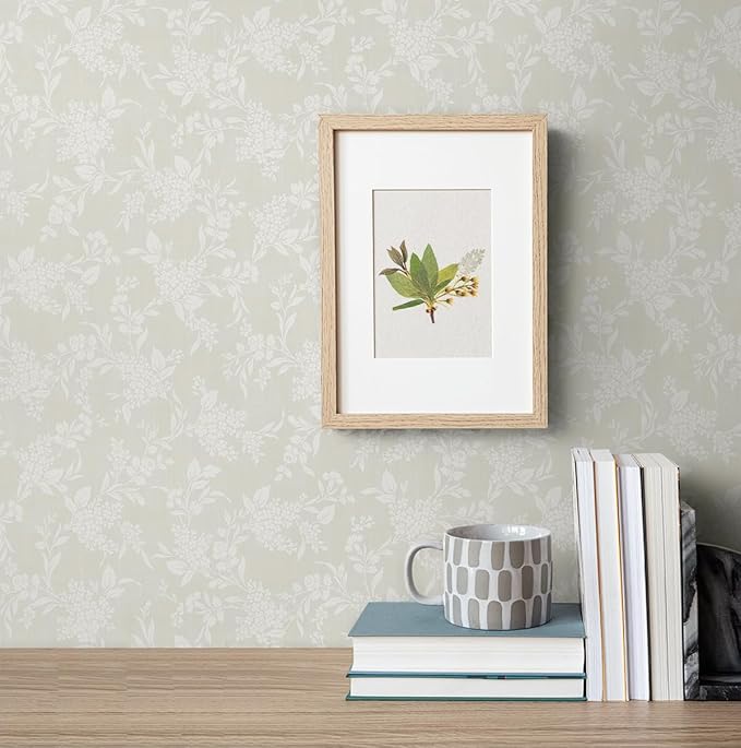 NextWall Tonal Floral Peel and Stick Wallpaper (Neutral)