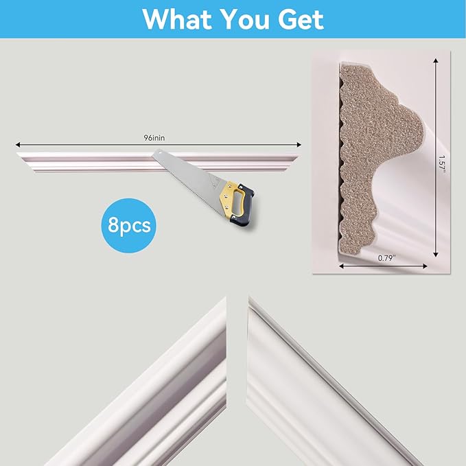 OUZUGIE Peel and Stick Wall Molding Kit Pre-Cut Wainscoting Panels for Easy DIY Interior Wall Decor & Accent Walls