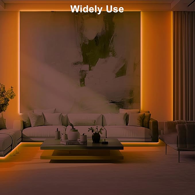 16.4ft 1800K COB Led Strip Lights with RF Remote, Dimmable Bright Adhesive Indoor Amber Led COB Light Strip for Cabinet, Painting, Room, Bed