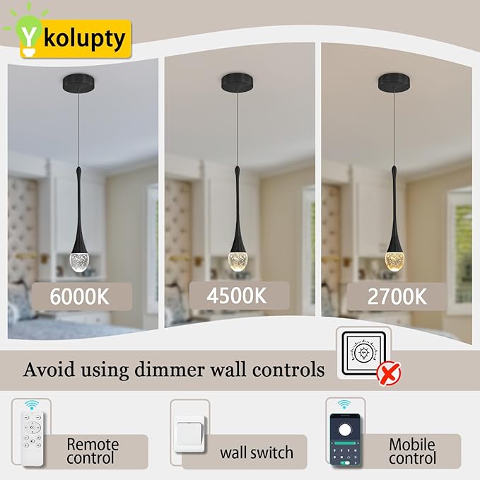 Modern Pendant Lights for Kitchen lsland LED Dimmable Raindrop Chandelier Crystal Ceiling Pendant Lighting for Dining Room Hallway Bar Living Room (1 Pack)