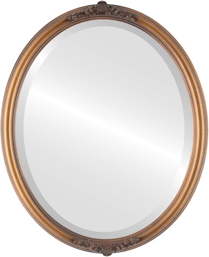 OVALCREST Oval Beveled Wall Mirror for Home Decor - Contessa Style - Sunset Gold - 26" x 22"