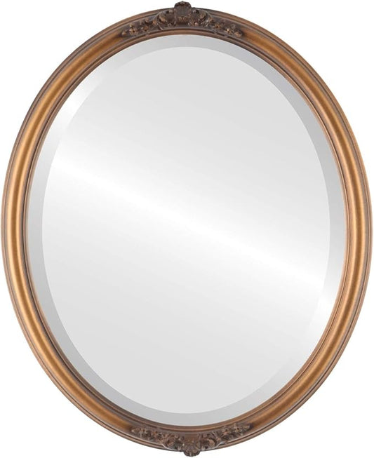 OVALCREST Oval Beveled Wall Mirror for Home Decor - Contessa Style - Sunset Gold - 26" x 20"