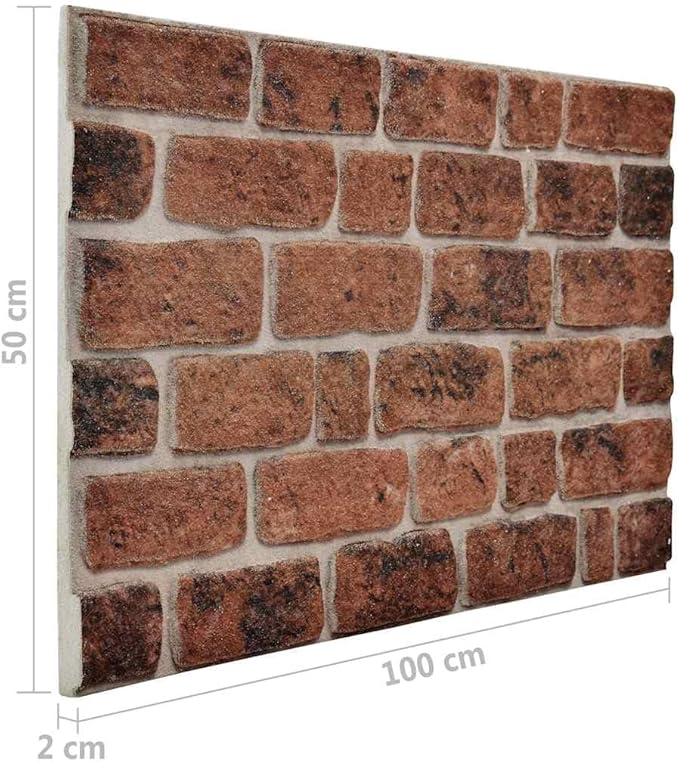 3D Wall Panels with Dark Brown Brick Design 10 pcs EPS 147197