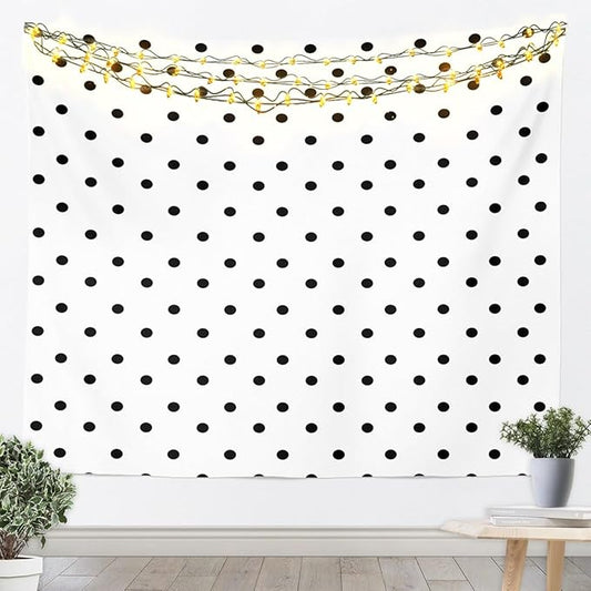 jejeloiu Polka Dots Tapestry XLarge 70"x92" Black Geometric Circles Wall Hanging Blanket Simple Modern Wall Art for Living Room Bedroom Decoration Cartoon French Style White Black