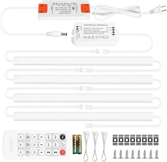 Litever Kitchen Under Cabinet Lights Plug in. Slim. Super Bright. 21W. Dimmable. 1 Remote Controls Multiple Lighting Kits Synchronously. for Kitchen Cabinet Light, Counter Lights, Warm White 3000K.