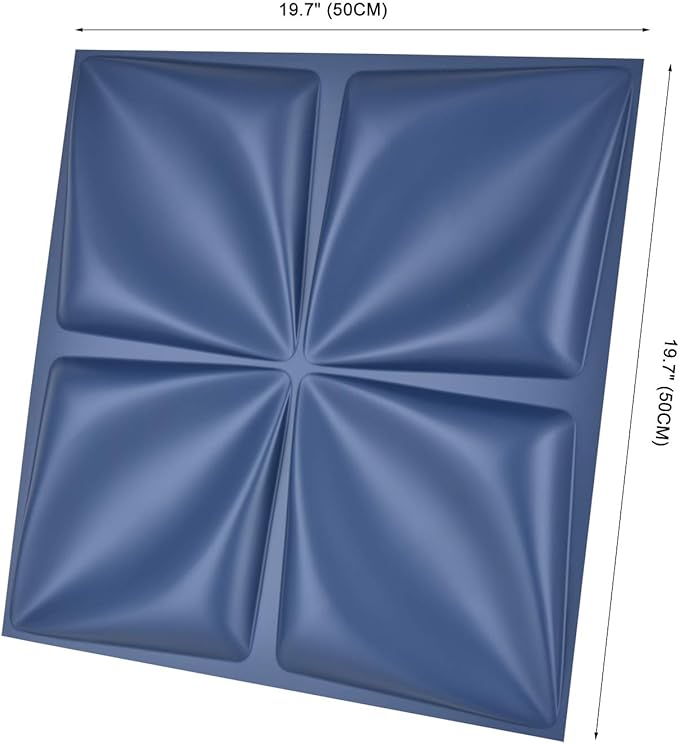 Art3d Navy Blue 3D Wall Panel PVC Flower Design Cover 3 Sq Meter, for Interior Wall Decor in Living Room, Bedroom, Lobby, Office, Shopping Mall