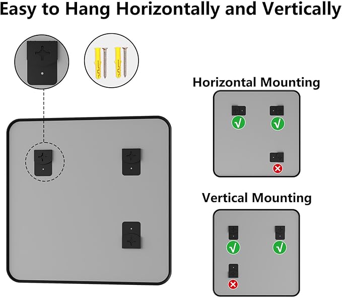 Koonmi Bathroom Mirror, 36X36 Inch Black Metal Framed Mirror for Bathroom, Tempered Glass, Anti-Rust, Rounded Rectangle Mirror for Restroom, Bedroom, Black