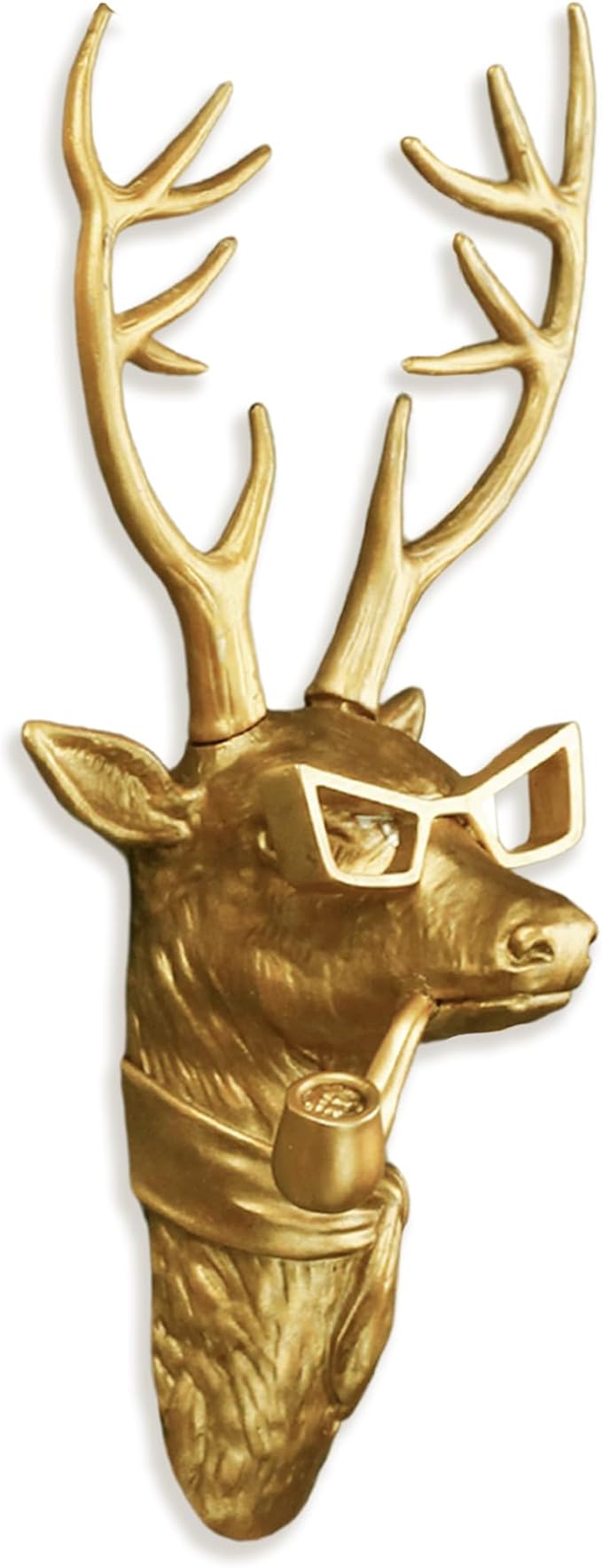AYDIA Vintage Gold Animal Head Wall Decor, Faux Deer Head Mount (Frame Not Included), Vintage Decor, Large Animal Head, 3D Sculpture, Gift Ready, Deer Head Wall Decor for Living Room, Office, Bedroom