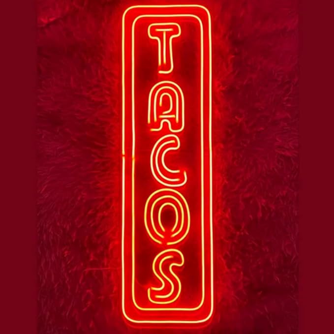 Open Tacos Neon Sign, Tacos Led Sign, Custom Neon Sign, Mexico Restaurant Wall Decor, Mexican Tacos Store Light, Tacos Lover Gifts Size:20inches