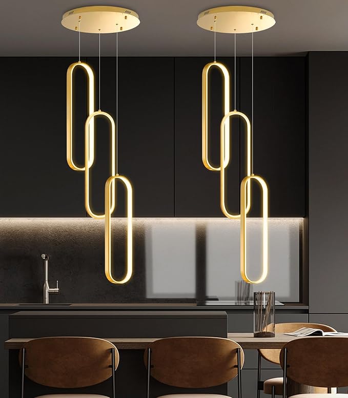 Modern Ring Chandelier LED Dimmable Flush Mount Ceiling Light for Foyer Living Room Staircaes Gold