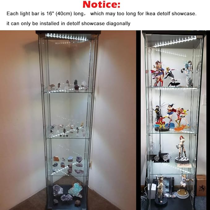 Cefrank LED Display Light Bars - 4X 16inch Linkable Slim Light Strip Kit - Series + Parallel Connection - Plug n Play - Soft Warm White 3000K