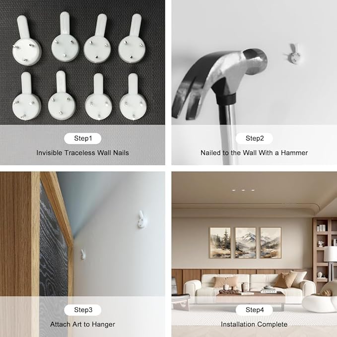 Ausril Watercolor Misty Mountain Framed Canvas Wall Art Set, Foggy Pine Tree Wall Decor, Winter Landscape Wall Painting, Nature Snowy Scene Art Print for Living Room, Bedroom, Office - 16"X24"X3