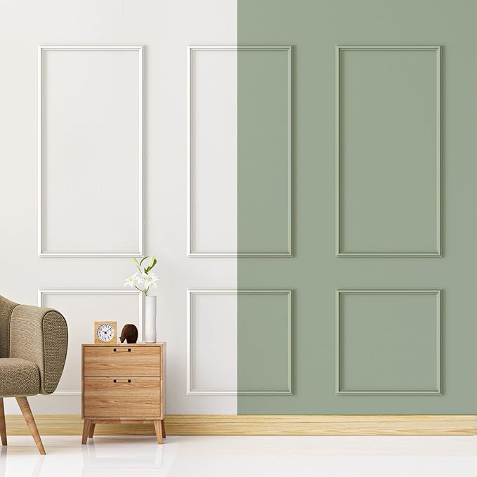 3 Sets Peel and Stick Wall Molding Kit, Premade Wainscoting Panels for Interior Wall Moulding Decor, Ready to Assemble Wainscoting Accent Panel (54 x 24In, 24 x 24In)