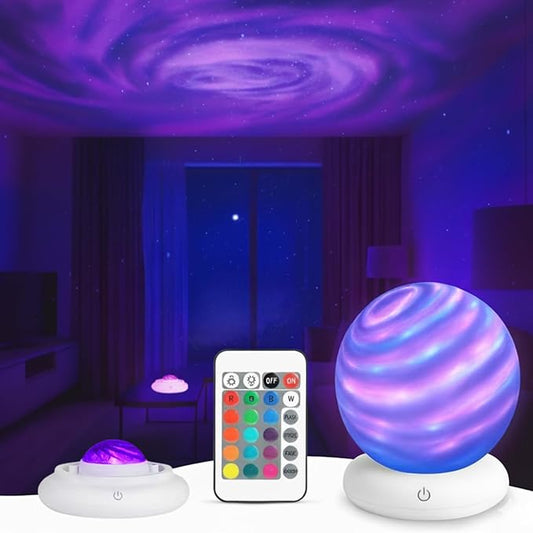 Ocean Wave Projector Light – Galaxy Night Light Projector for Bedroom, LED Sphere Mood Light with 15 Colors, Touch Control & 360° Ambient Glow for Room/Bedroom Decor & Teen/Kids