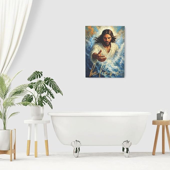Christ Jesus Wall Art Christian Canvas Wall Decor Religious Bible Pictures Christ Paintings Prints Artwork Framed Divine Mercy Decorations For Church Prayer Room Bathroom Bedroom Living Room Gifts 12" x 16"