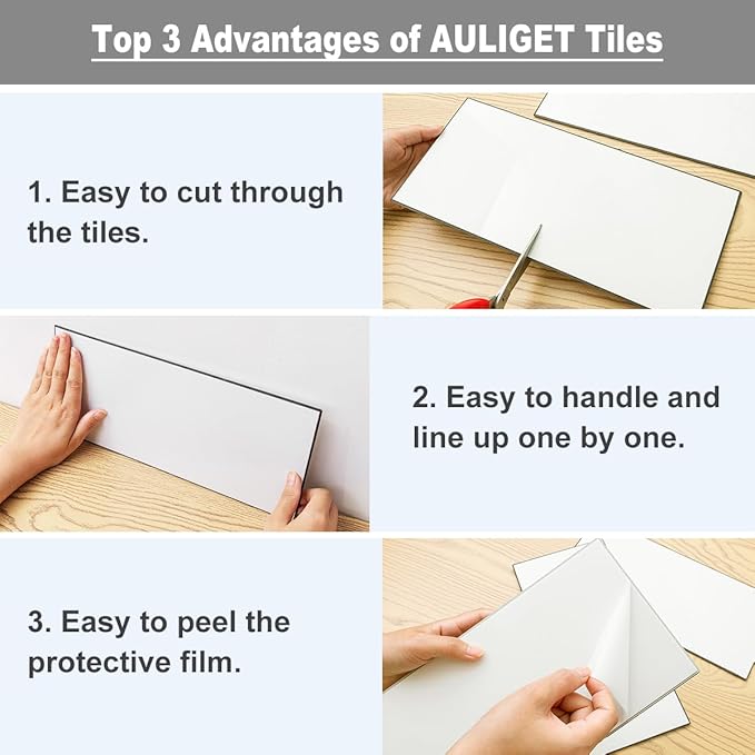 AULIGET 6" x 12" Rust Slate Peel and Stick Backsplash Wall Tiles, PVC Faux Stone Stick on Tiles for Backsplash Kitchen, Bathroom, Laundry Room, Camper, Fireplace (Pack of 20)