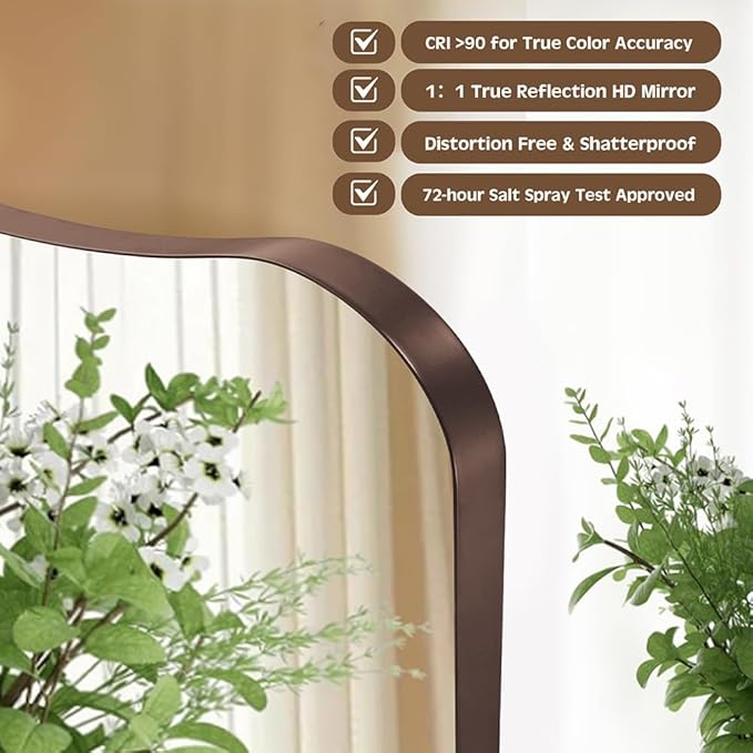 ANDY STAR Brushed Bronze Asymmetrical Mirror, 22"x30" Bathroom Mirror for Over Sink, Premium Stainless Steel Thin Frame, Antique Bronze Mirror for Wall, Butterfly-Inspired Designer Decor