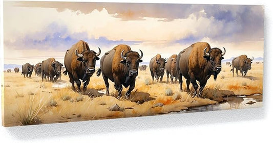 Sense Canvas Western Roaming Plains 23 Canvas Art - Home Decor Wall Art Print Poster Painting Small 20x8 / 0.75"