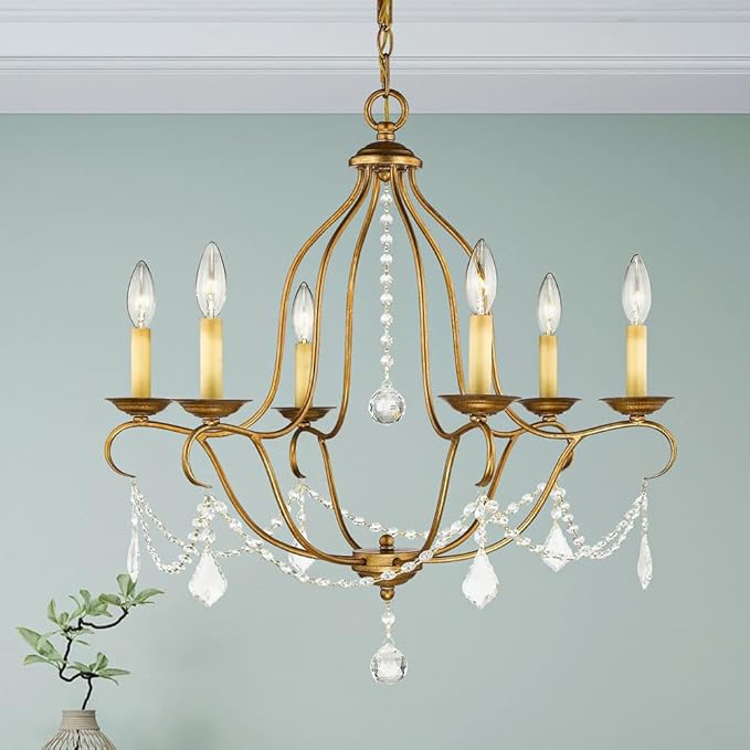 Livex Lighting 6426-48 Chesterfield 6 Light Chandelier, Antique Gold Leaf