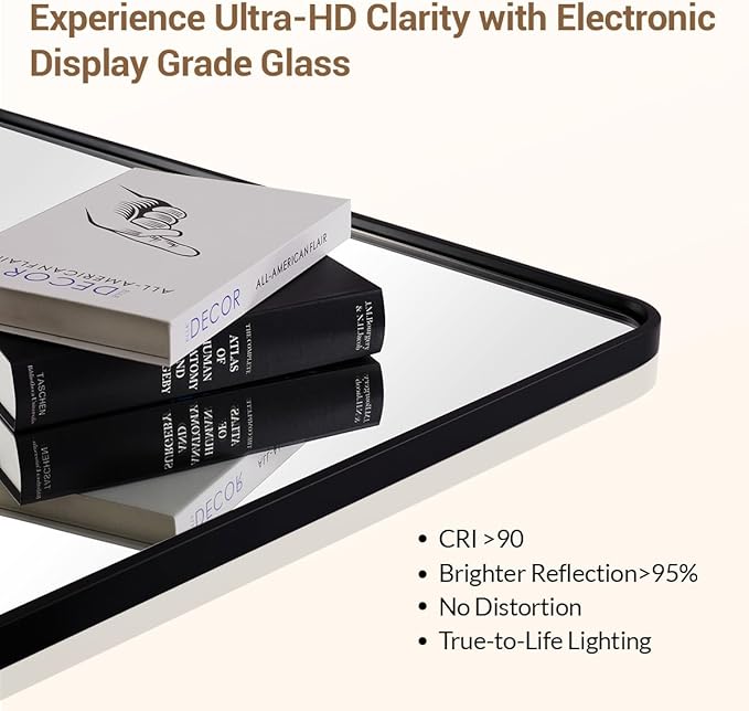 ANDY STAR 36X36 Inch Square Black Bathroom Mirror, Matte Black Vanity Mirrors for Wall, Rounded Square Mirror for Bathroom, Seamless Tube Metal Frame, 1’’ Deep Wall Mounted Vertical/Horizontal