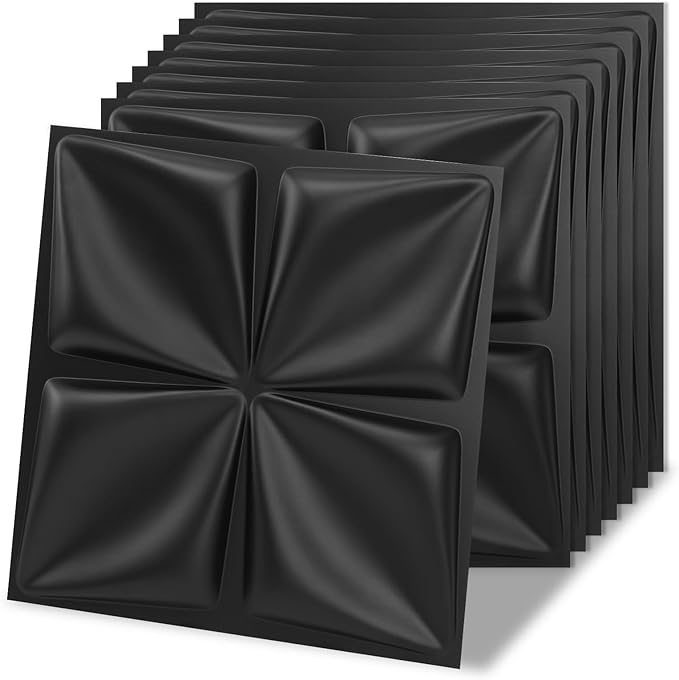 Art3d 100 Pack Decorative 3D Wall Panels, 97 Sq.Feet PVC Interior Wall Décor, 11.8"x11.8", Black