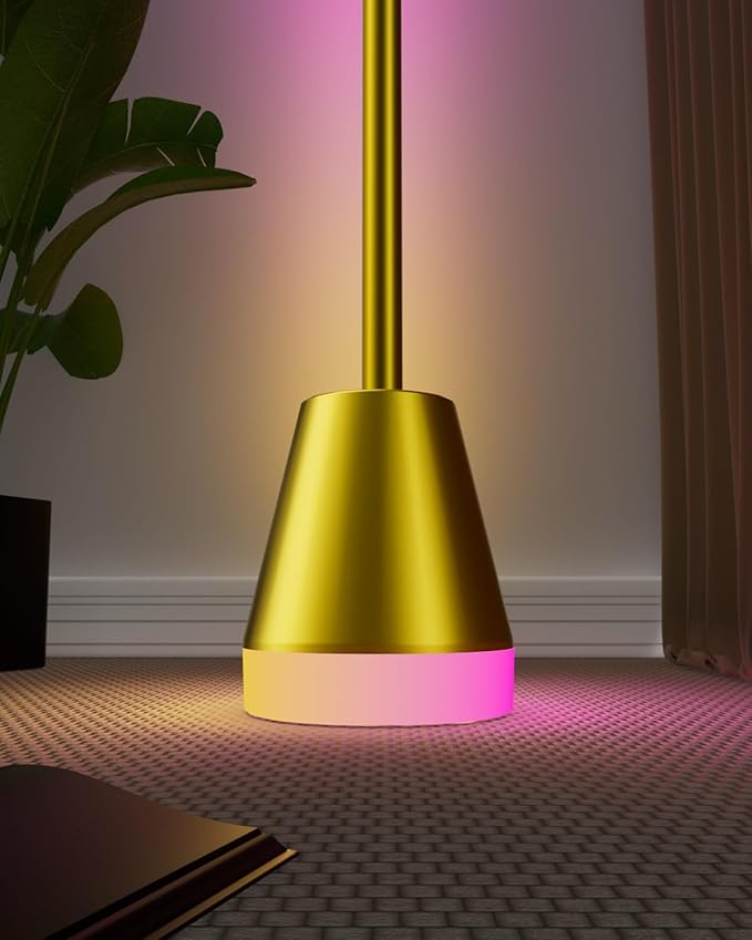 Keepsmile Smart RGB LED Corner Floor Lamp,172 LEDs Bright Standing Lamps for Living Room with APP and Remote,Modern Floor Lamp with Music Sync and 16 Million Colors, Ambient Lighting for Bedroom Gold