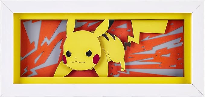 Anime LED Light Box, Manga Shadow Box Frame, Paper Cut, Table Lamp for Anime Enthusiasts, RGB Multi Color, Night Light for Room Decor, Unique Desk Decor (Pikachu)