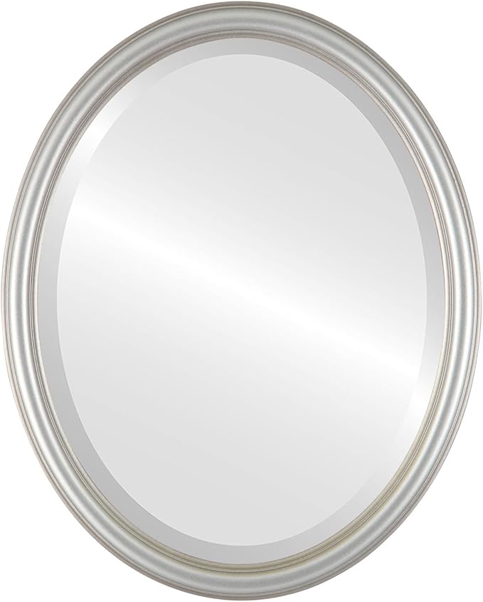 OVALCREST Oval Beveled Wall Mirror for Home Decor - Saratoga Style - Silver Shade - 18x22 Outside Dimensions