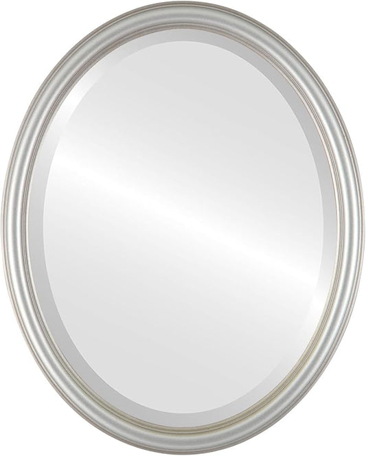 Oval Beveled Wall Mirror for Home Decor - Saratoga Style - Silver Shade - 20x26 Outside Dimensions